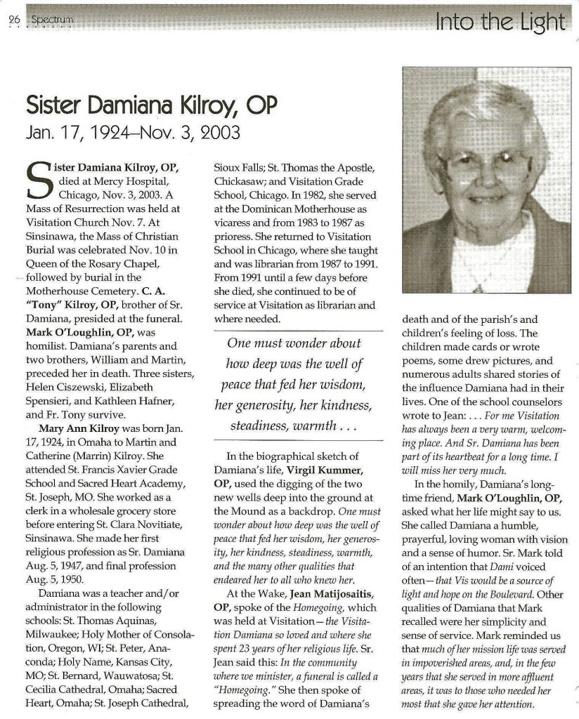 Sister Damiana Kilroy