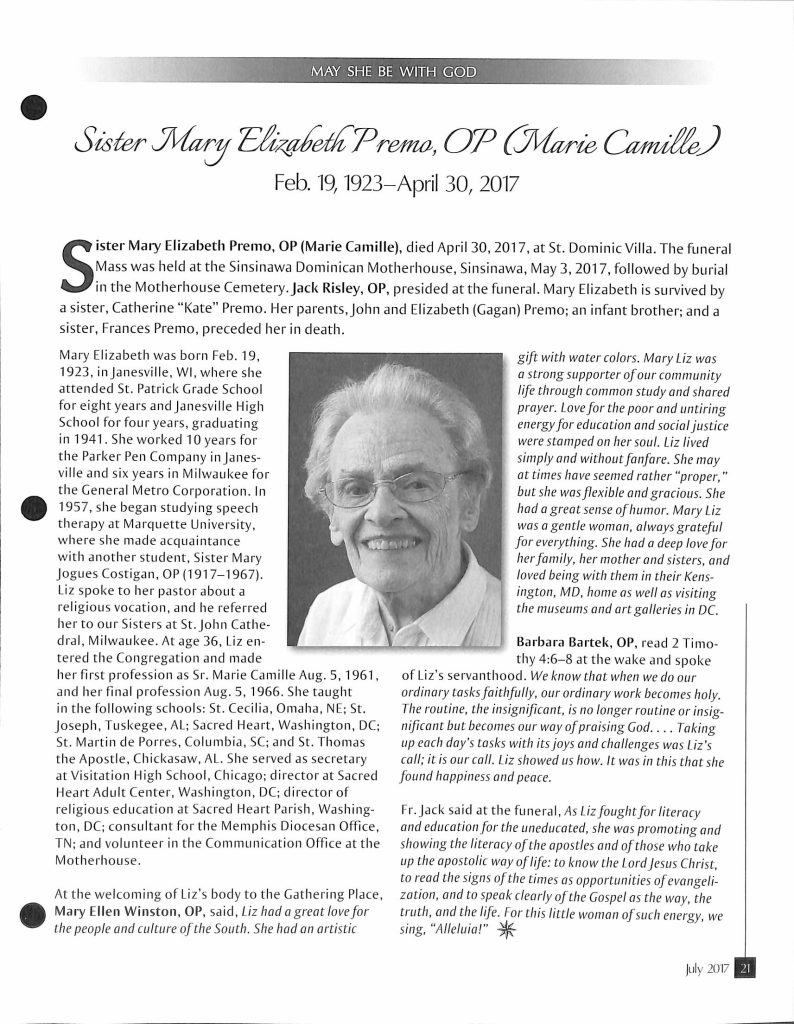 Sister Mary Elizabeth Premo