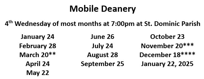 Mobile Deanery dates