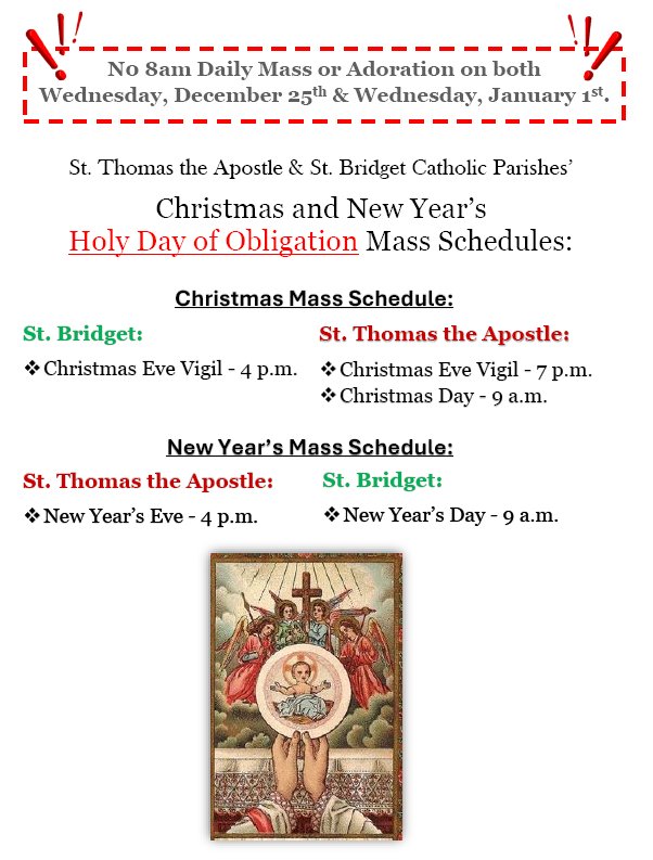 December Mass Schedule